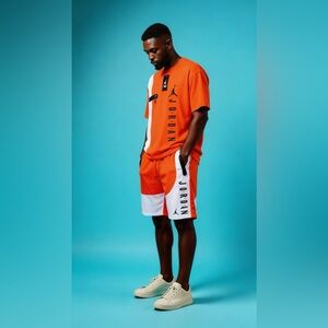 Jordan Orange and White Men's Athletic Shorts